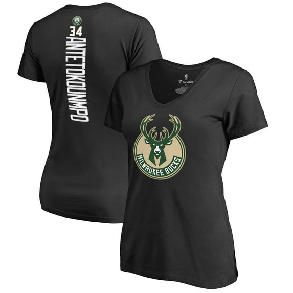 Women's Giannis Antetokounmpo Black Milwaukee Bucks Backer T-Shirt