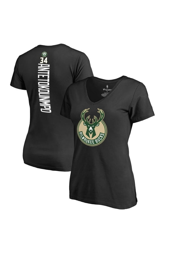 Women's Giannis Antetokounmpo Black Milwaukee Bucks Backer T-Shirt