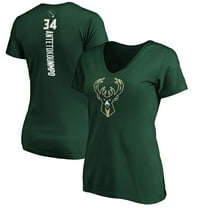 Women's Giannis Antetokounmpo Green Milwaukee Bucks Playmaker Name & Number V-Neck T-Shirt