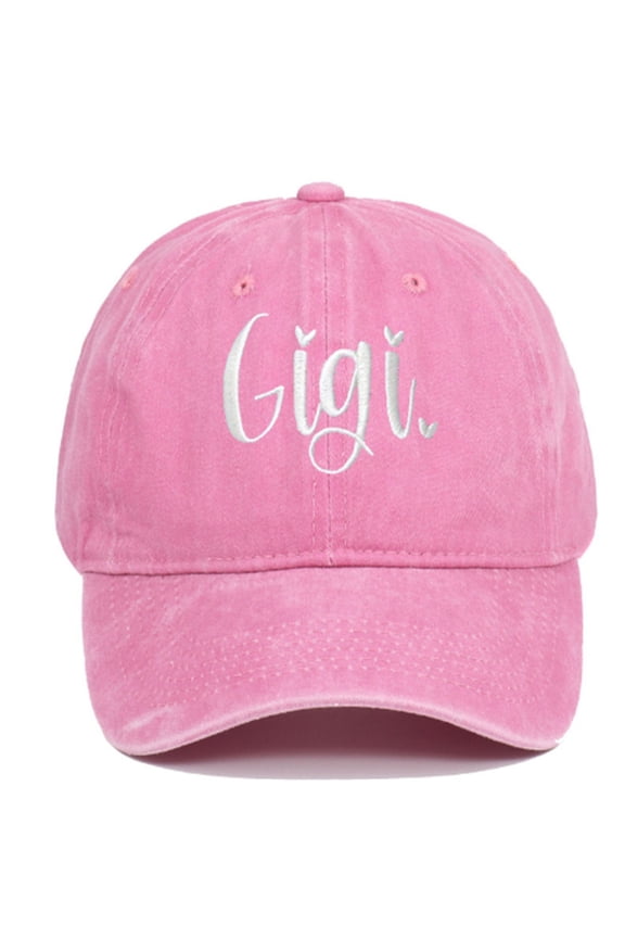 Women's Gigi Embroidery Vintage Baseball Hat Washed Cotton Adjustable Cap for Grandmother Casual and Outdoor Use Pink