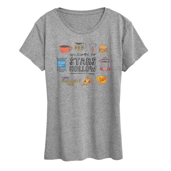 Women's Gilmore Girls Stars Hollow Grid Graphic Tee Color: Heather Gray Size: LARGE
