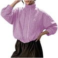 thumbnail image 1 of Women's Gingham Plaid Cropped Windbreaker Jacket Zip Up Mock Neck Long Balloon Sleeve Wind‑Resistant Loose Fit Casual Fall Spring Outerwear Purple, 1 of 9