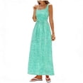 thumbnail image 1 of Women's Gingham Plaid Square Neck Maxi Dress, Sleeveless Wide Strap Smocked Waist Summer Beach Vacation Sundress, Casual Flowy Long Dress for Women S-2XL, 1 of 5