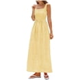 thumbnail image 1 of Women's Gingham Plaid Square Neck Maxi Dress, Sleeveless Wide Strap Smocked Waist Summer Beach Vacation Sundress, Casual Flowy Long Dress for Women S-2XL, 1 of 5