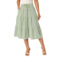 thumbnail image 1 of INSPIRE CHIC Women's Gingham Skirt Summer Casual Drawstring Waist Tiered Plaid A-Line Midi Skirts Green XL, 1 of 6