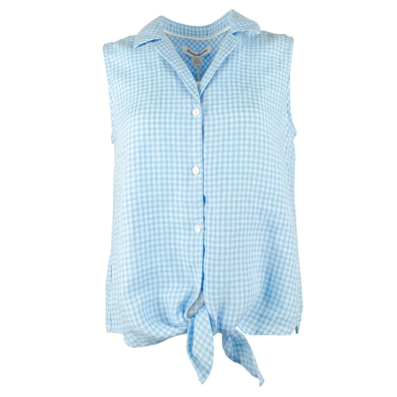Women's Gingham Way Linen Sleeveless Camp Shirt GBB Large