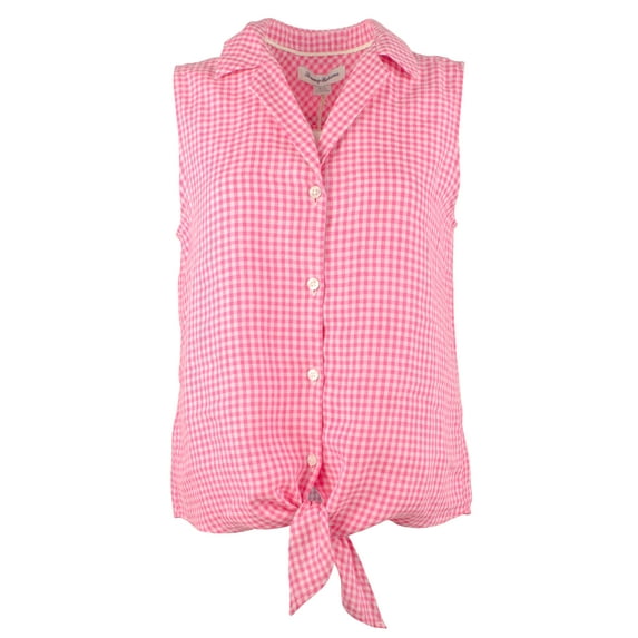 Women's Gingham Way Linen Sleeveless Camp Shirt LRs Small