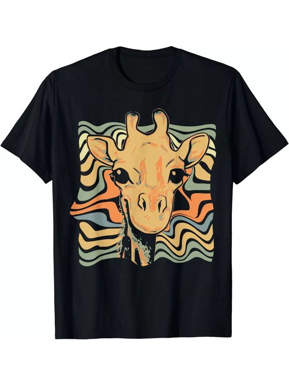 Women’s Giraffe Face Art T-Shirt – Cute Graffiti Animal Lovers Graphic Tee