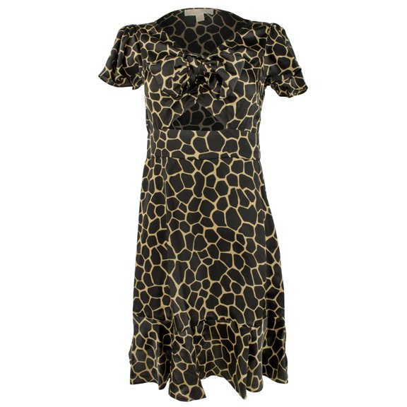 Women's Giraffe Printed Tie Front Mini Dress 0