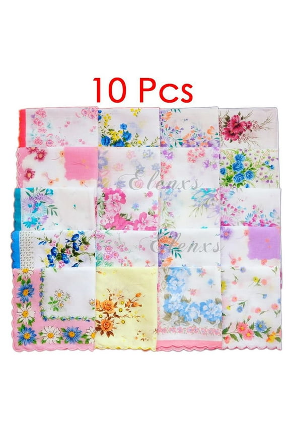 Women's Girls Handkerchiefs Vintage Floral Print Cotton Blossom Flower 30x30cm Hand Towel