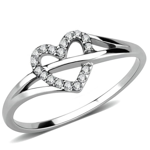 Women's Stainless Steel CZ Forever Love Heart Fashion Promise Ring