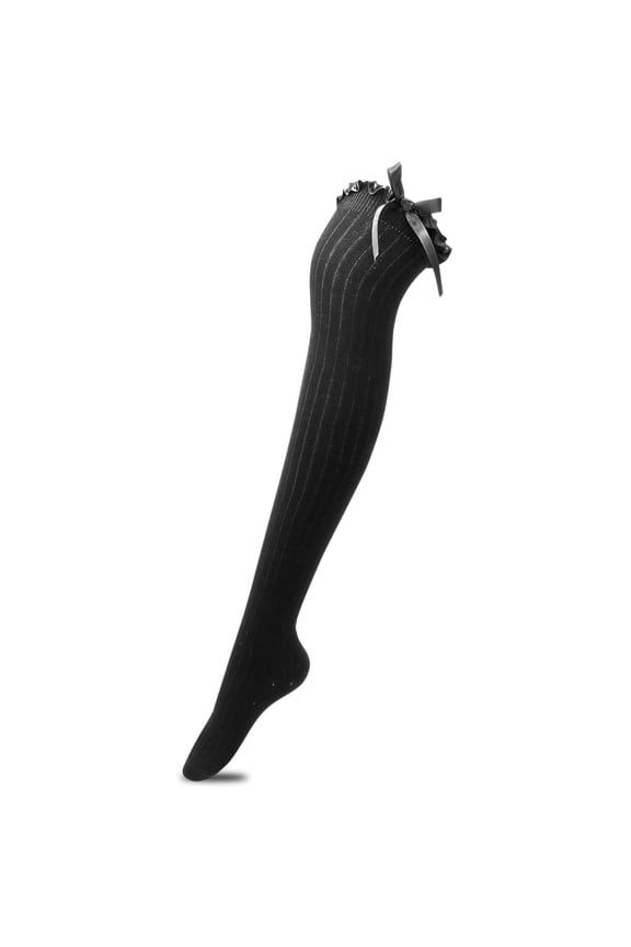 Women's Girls Thigh High Stockings Over the Knee Socks with Satin Bows