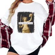 Womens "Girls Will Be Girls" Mythology Art Feminist Empowerment Breathable T Shirt Short Sleeve Round Neck Top White S-5XL