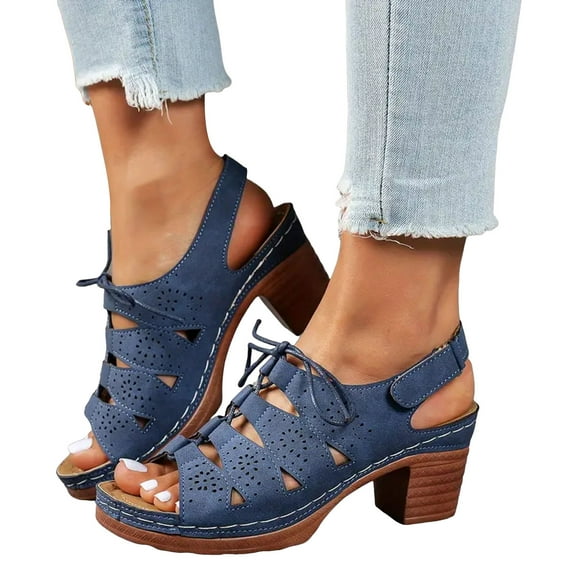 Women's Gladiator Fisherman Sandals Roman Vintage Leather Peep Toe Platform Chunky High Heels Dress Sandals