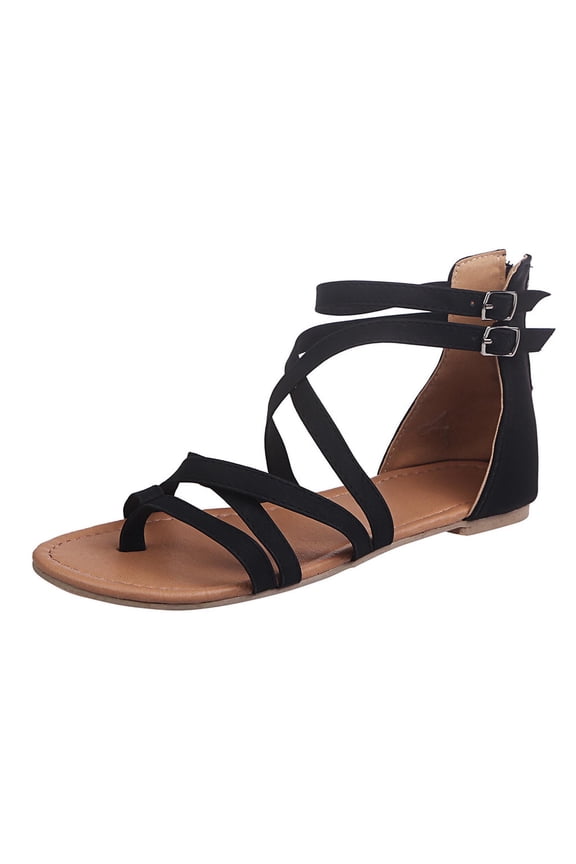 Women's Gladiator Strap Sandals Flat Fisherman Thong Cross Strappy Sandals Sandals for Women Crisscross Ankle Strappy Summer Dressy Thong Sandals Comfort Yoga Mat Open Toe Beach Flat