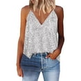 thumbnail image 1 of Women's Glam Sequin V Neck Tank Top Sleek And Sparkling Evening Wear, 1 of 7