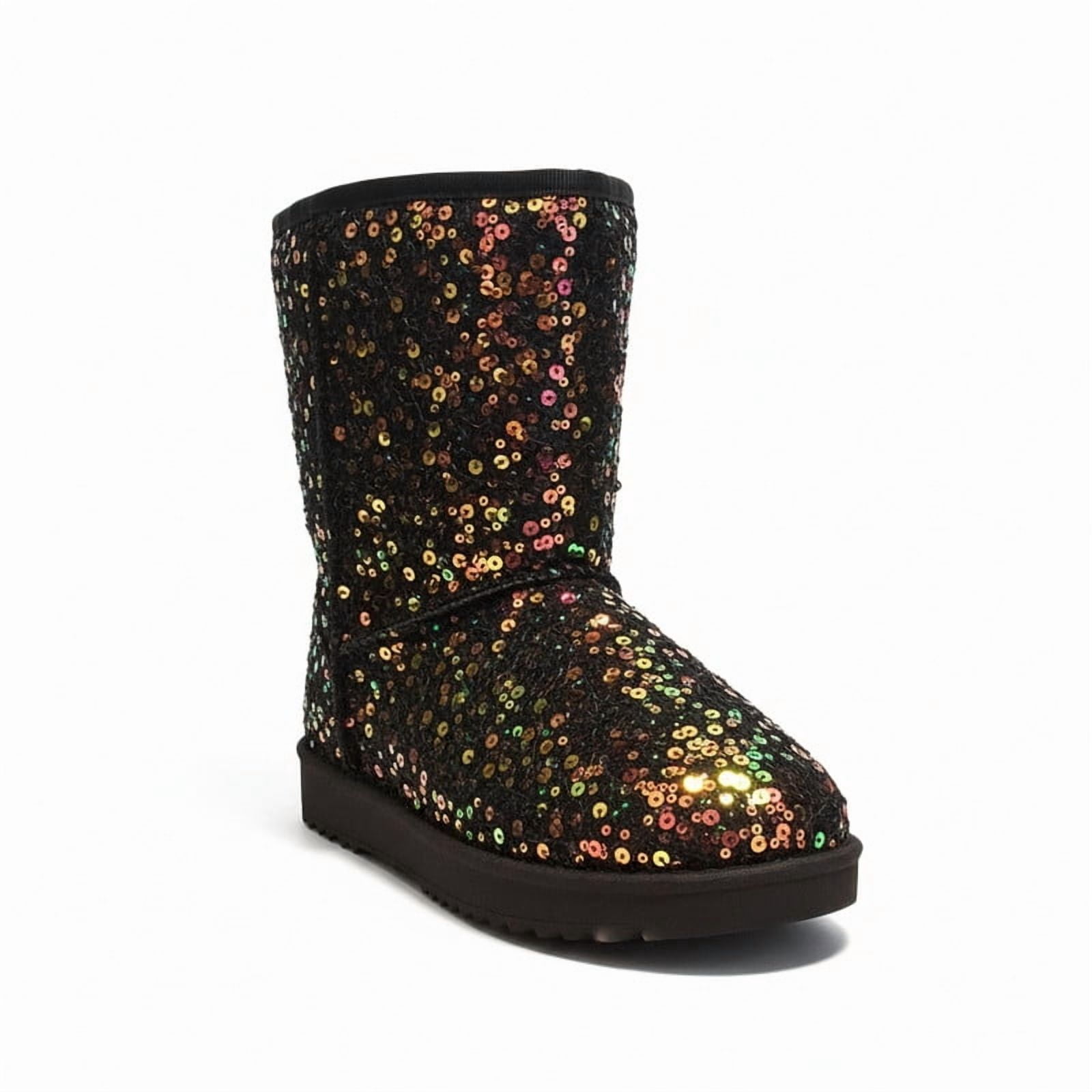 Women’s Glamour Sequined Mid-Calf Winter Snow Boots