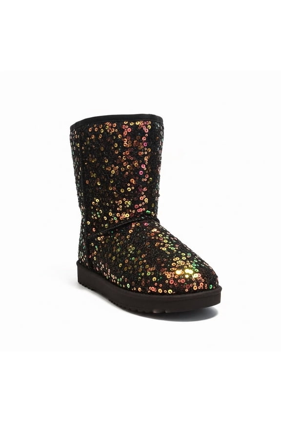 Women’s Glamour Sequined Mid-Calf Winter Snow Boots