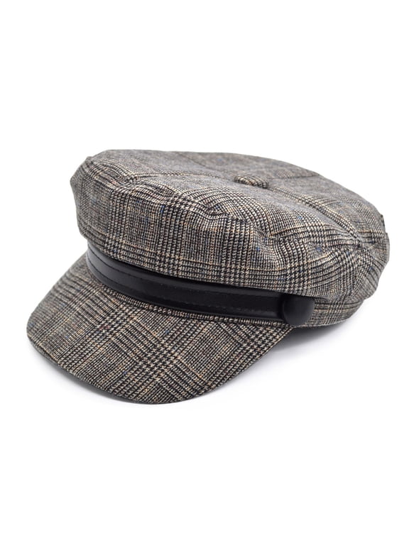 Women's Glen Plaid Houndstooth Print Newsboy Cap Visor Gatsby Cabbie Hat