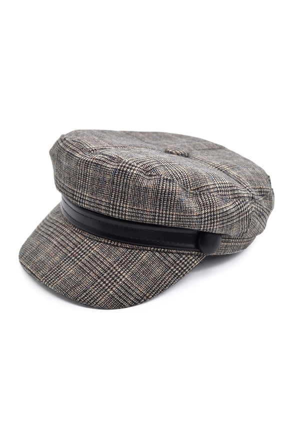 Women's Glen Plaid Houndstooth Print Newsboy Cap Visor Gatsby Cabbie Hat