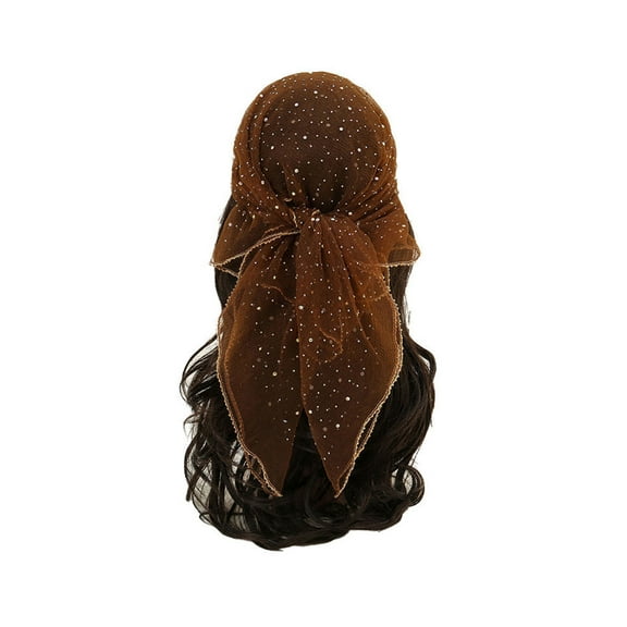 Women's Glitter Decor Head Scarf,Soft 31.5inch Sheer Lace Glitter Accessory Hair Scarf