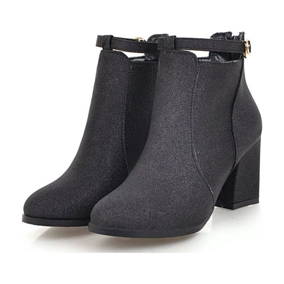 Women's Glitter Dressy Ankle Boots High Heel Dressy Boots (Black 37)
