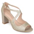 thumbnail image 1 of Women's Glitter Intersecting Straps Block Heel Open Toe Heels, 1 of 9