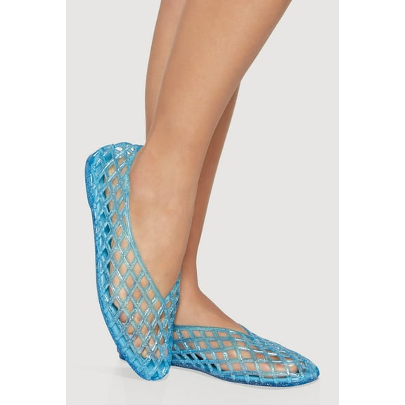 Women's Glitter Jelly Cut Out Flats