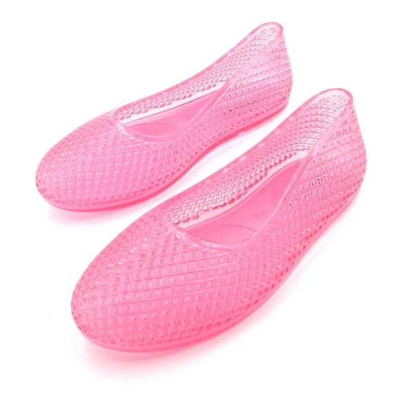 Women's Glitter Jelly Flexible Ballet Flats Breathable Mesh Design