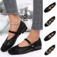 thumbnail image 1 of Women's Glitter Mary Jane Flats, Trendy Buckle Strap Closed Toe Soft Sole Shoes, Comfortable Shiny Casual Dress Shoes, Plus Size Available for Wide Feet, Fashionable Low Heel Walking Shoes, 1 of 10