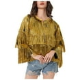 thumbnail image 1 of Women's Glitter Sequin Jacket Hiphop Long Sleeve Fringe Jacket Jacket Zip Fly Jacket Jacket Outwear, 1 of 9