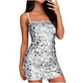thumbnail image 1 of Women's Glitter Sequin Mini Dress Spaghetti Strap Sparkle Party Short Dresses, 1 of 6