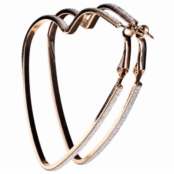Women’s Glitter Sparkle Heart Hoop Earrings Stylish Shaped Statement Jewelry Twinkling Heart
