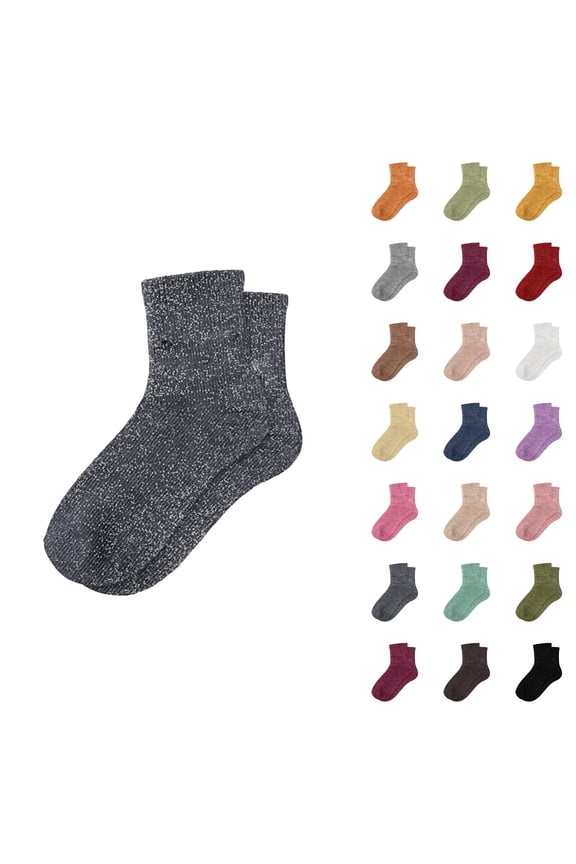 Women's Glitter Sparkle Slouch Socks 2026 Fashion Cute Casual Comfortable Stretch Mid Calf Socks