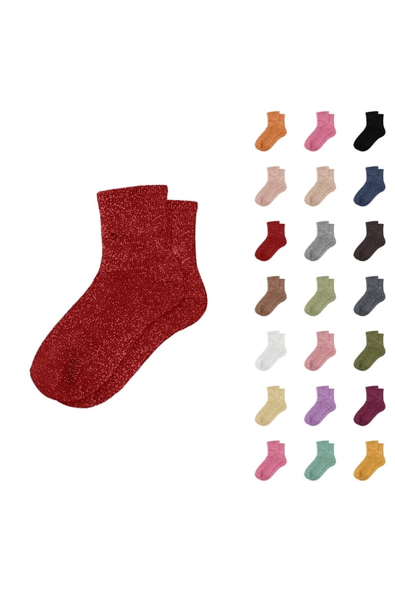 Women's Glitter Sparkle Slouch Socks 2026 Fashionable Cute Casual Comfortable Stretch Mid Calf Socks