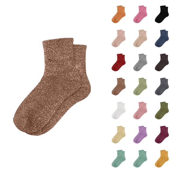 Women's Glitter Sparkle Slouch Socks 2026 Fashionable Cute Casual Comfortable Stretch Mid Calf Socks