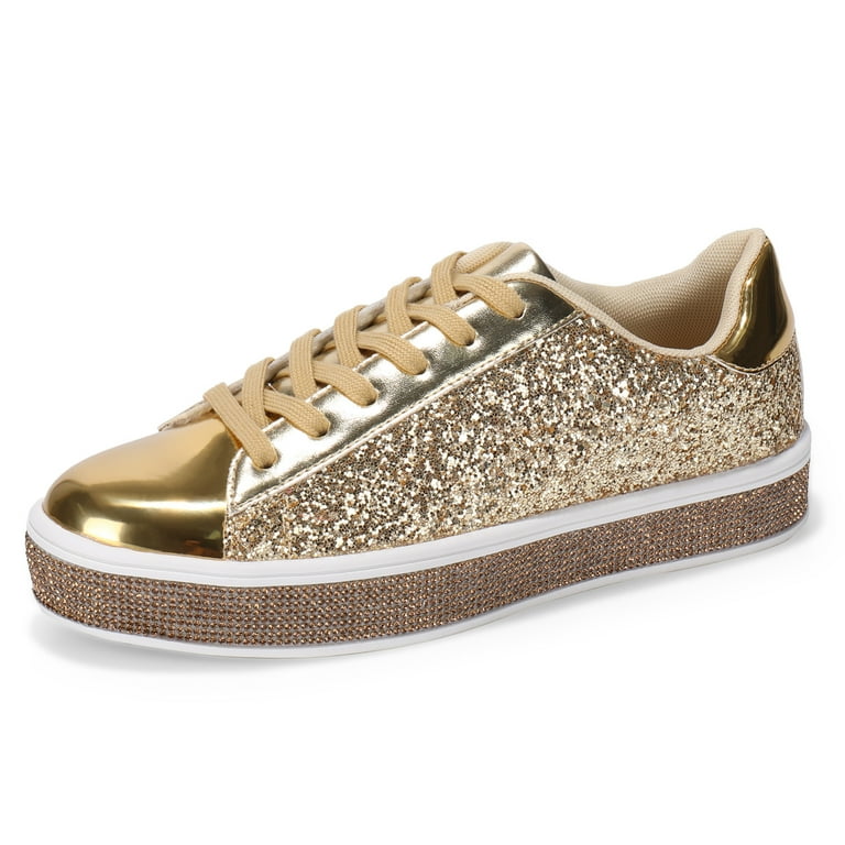 Women's Glitter Tennis Sneakers Neon Dressy Sparkly Sneakers