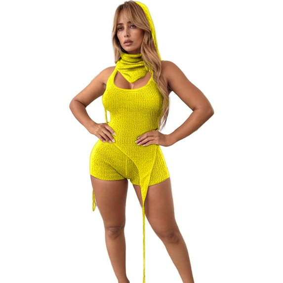 Women's Glittery Hollow Out Bodysuit Set Stylish And Comfortable