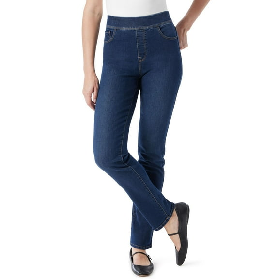 Women's Gloria Vanderbilt Amanda Pull-On Straight Jeans Color: Murray Size: 14 SHORT