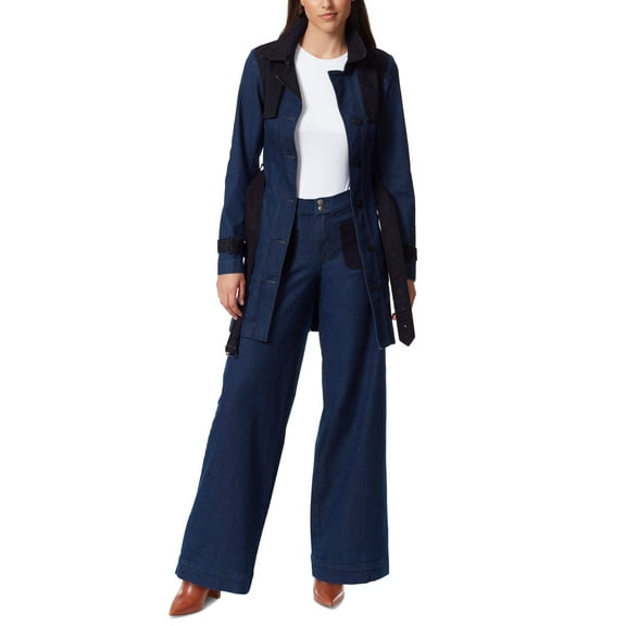 Women's Gloria Vanderbilt x Christian Siriano Denim Trench Coat Rinse Wash 14