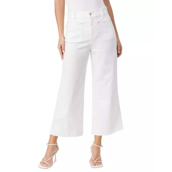 Women's Gloria Vanderbilt x Christian Siriano Patch-Pocket Wide-Leg Jeans White 14