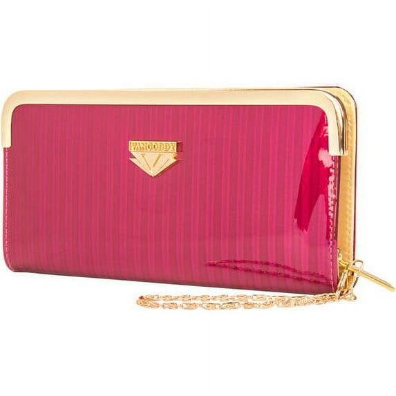 Women's Glossy Clutch Evening Wristlet Wallet Purse with Cell Phone Compartment (Fits up to 6.25In x 3.1In)