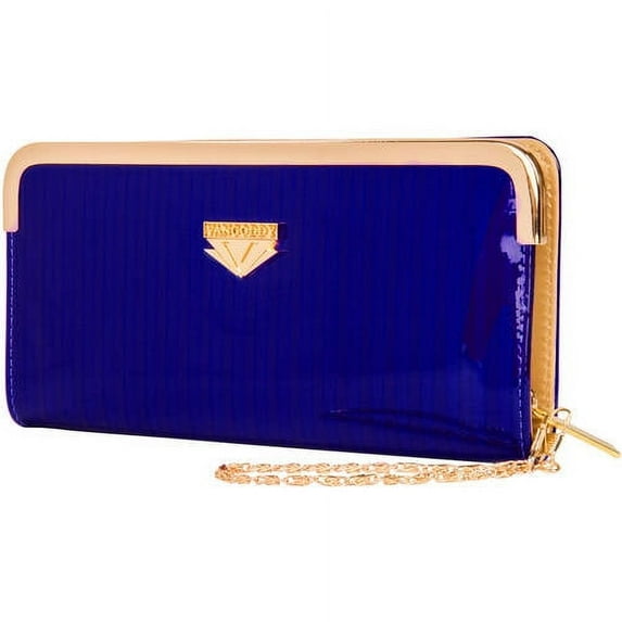 Women's Glossy Clutch Evening Wristlet Wallet Purse with Cell Phone Compartment (fits up to 6.25in x 3.1in)