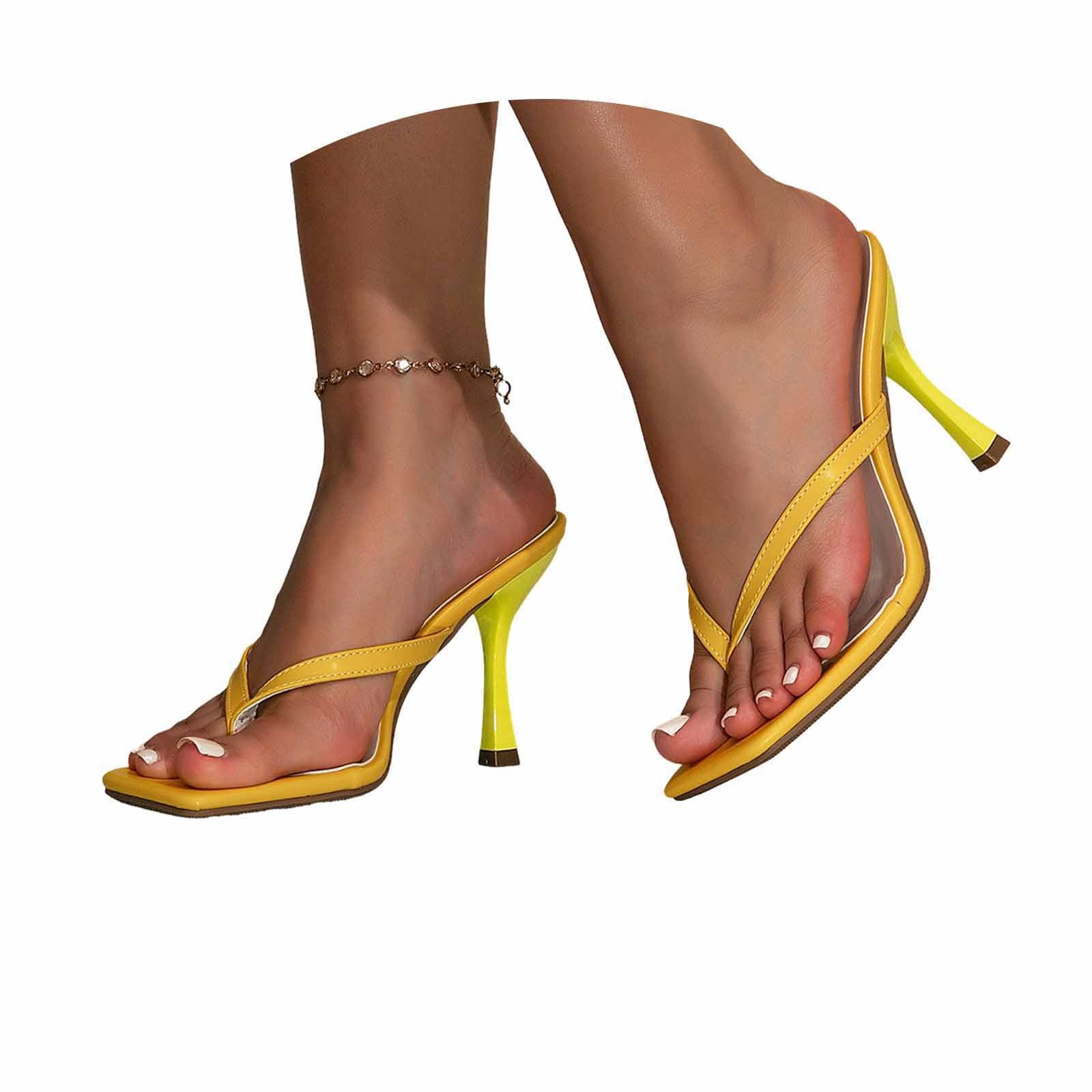 Women's Glossy Patent Thong Heel Mules Tall Stiletto High Heel