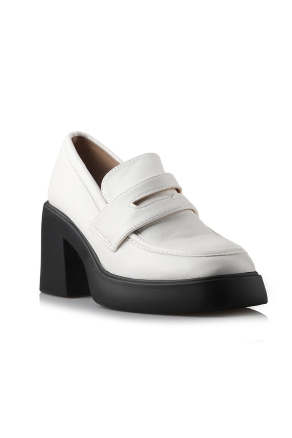 Women's Glossy and Grounded Block Heel Platform Mules