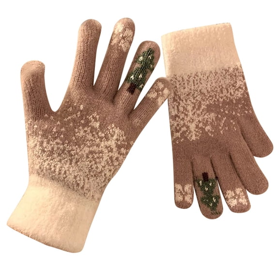 Women's Gloves Fingerless Touchscreen Fleece Knitted Five Finger Thermal Gloves for Winter Warmth And Festive Holiday Comfort Seasonal Handwear for Men Women Women's Gloves for Cold Weather