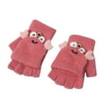 thumbnail image 1 of Women's Gloves Mittens Baby Children Small Crab Gloves Half Finger Flip Plush Knit Winter Warm Gloves,Women's Accessories Gloves Mittens, 1 of 3