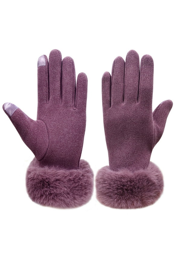 Women's Gloves Mittens Leopard Print Polyester Gloves With Faux Cuffs,Purple Women's Accessories Gloves Mittens