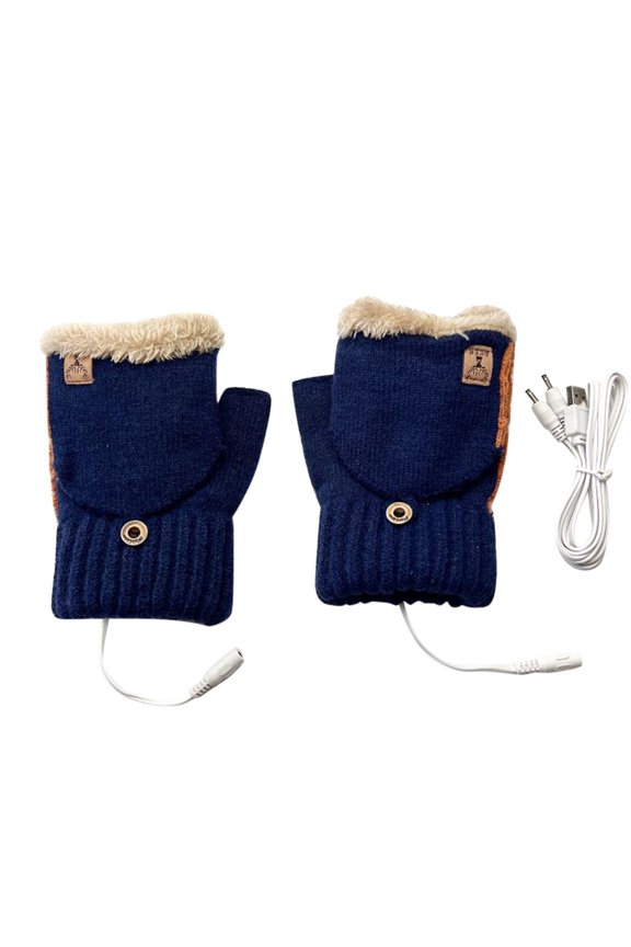 Women's Gloves Mittens Usb Electric Gloves Knit Bare Finger Velvet Flip Electric Warm Hand Guard Cold Proof Screen Gloves, Women's Accessories Gloves Mittens