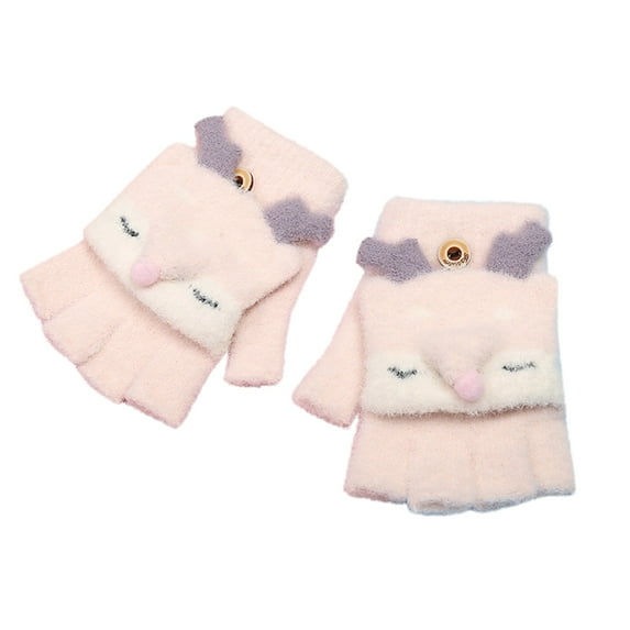 Women's Gloves Mittens Winter Children Gloves Half Finger Flip Flip Writing Knit Little Fox Warm Gloves, Women's Accessories Gloves Mittens